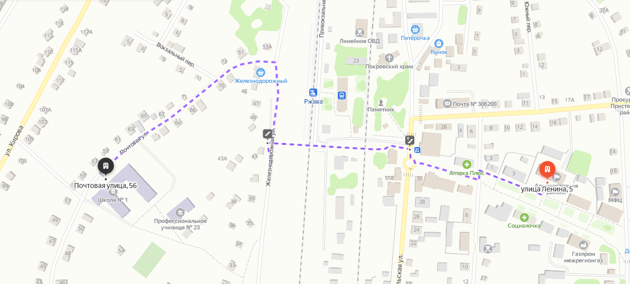 Схема пешеходного маршрута